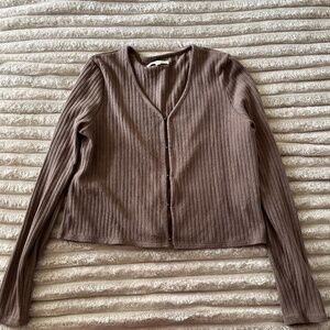 Madewell Brown Ribbed Long Sleeve Top
